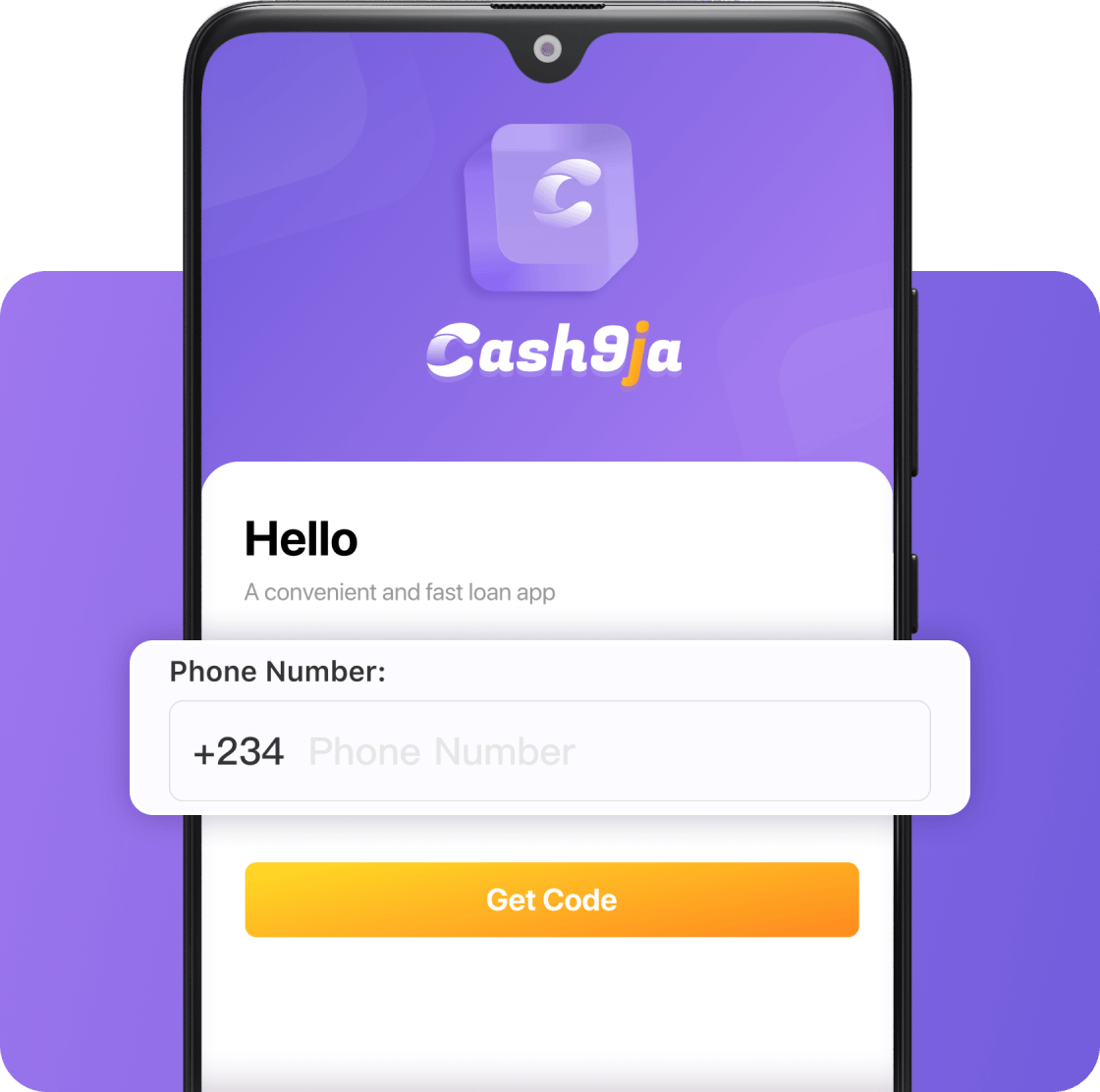 Phone showing Cash9ja app